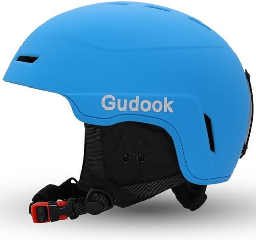 Gudook Casco da sci da donna e uomo, per sci, snowboard, con sistema di ventilazione, casco da neve per adulti e ragazzi (blu opaco, L (57-61 cm)