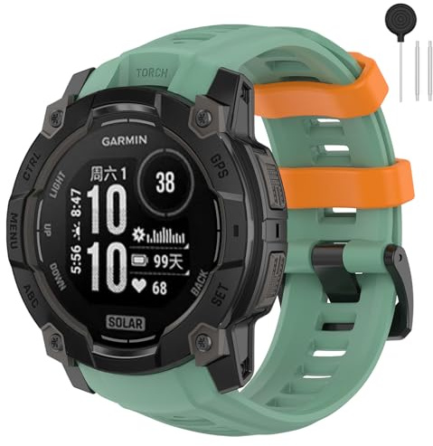 Xisair Silikonarmband kompatibelt med Garmin Instinct 3 SOLAR 50 mm/Instinct 3 AMOLED 50 mm, vattentäta andningsbara sportband, bekvämt och modernt mjukt ersättningsarmband, 50 MM, Silikon