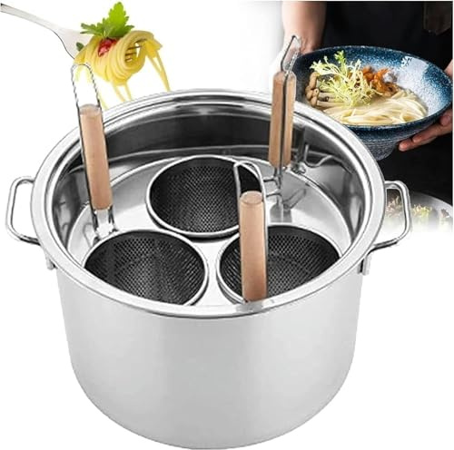 CCKUYT Pentole per Pasta con cestello scolapasta, pentola in Acciaio Inox, Set per Cucinare Noodles, Verdure e Gnocchi, per la Cucina di casa