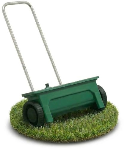 Muntel Carro esparcidor de 12 L, salero ajustable y esparcidor de abono, para servicio de invierno, jardín y terraza, distribución uniforme, cal para césped, sal de carretera, esparcidor de mano