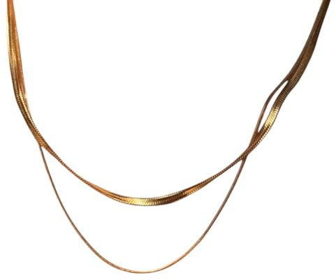 Persönlichkeit Doppelschicht Schlangenkette Halsketten Für Frauen Klassischen Charme Kubische Colliers Gold Farbe Edelstahl Schmuck