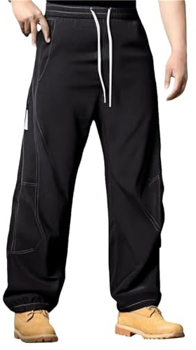 Generisch Baggy Pantalon de jogging long pour homme - Imperméable - Jambes larges - Pantalon de randonnée avec cordon de serrage - Pantalon d'escalade - Pantalon d'entraînement léger - Pantalon de