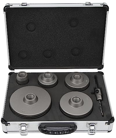 Haofy Kit de Scie Cloche à Béton, Ensemble de Coupe-trou en Acier au Carbone Durable pour Mur de Ciment, Brique, Sable, Pierre Auto-nivelante, Kit de 6 Pièces pour Entrepreneurs Professionnels
