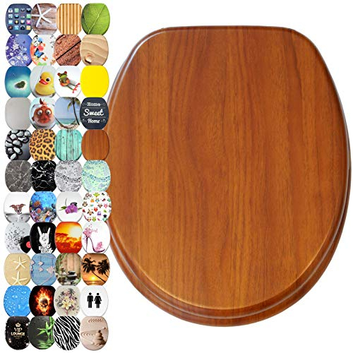 Sanilo WC Sitz mit Absenkautomatik, viele schöne Toilettendeckel zur Auswahl, hochwertige und stabile Qualität aus Holz (Mahagoni)