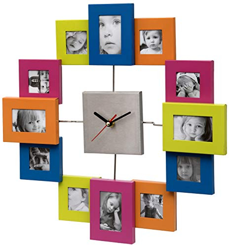 Orologio da parete Unity, quadrante con 12 cornici per foto, multicolore, 39 cm