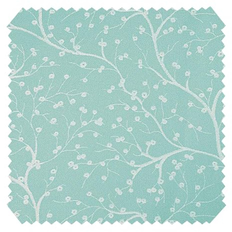 novely® HANAU TWIG - Dekostoff mit Blumen-Print - Robuster Möbelstoff - Pflegeleichte Meterware 1lfm | Farbe: 06 Pastelltürkis