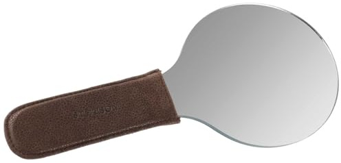 Stetson Safety Glass Handspiegel Mit Ledergriff Silber Robuster Spiegel Made in Germany