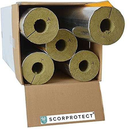 Enveloppe du tuyau en aluminium laminé, isolation du tuyau en laine de roche avec conductivité thermique 0,040 (60 x 50 mm x 1 mètre)