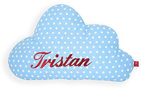 la fraise rouge Kissen mit Name Wolke hellblau: selbst gestalten: Personalisieren (Baby Deko Schlafzimmer Kleinkind Kinder Jugendliche Mädchen)