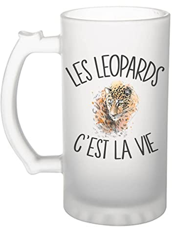 Planetee Chope de Bière Léopard c'Est la Vie | Verre à Bière Pinte Humour Alcool Idée Cadeau Fête des Pères Anniversaire