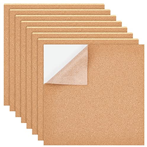 BENECREAT 8 Packung Selbstklebende Korkplatten (2 mm Dick) Korkfliesen Korkmatte 30x30cm Mit Selbstklebender Rückseite Für Untersetzer, Wandschmuck, Party- Und DIY-Kunsthandwerk