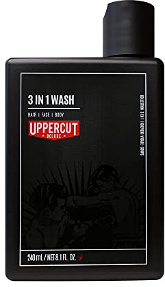 Uppercut Deluxe 3 in 1 Hair Face Body Wash 240ml | Hydrating Coconut Oil Formula for Hair, Face and Body. Bay Rum Scent for a Clean Fresh Feel. For All Hair and Skin Types.