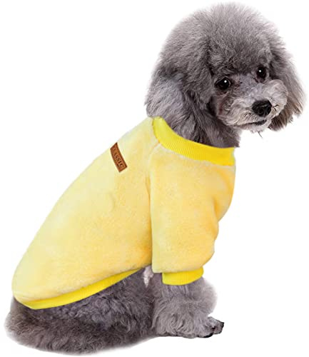 Jecikelon Haustier Hundekleidung Strickwaren Hundepullover Weich Verdickung Warm Welpe Hunde Shirt Winter Welpe Pullover für Hunde (Z01-Gelb, Klein)