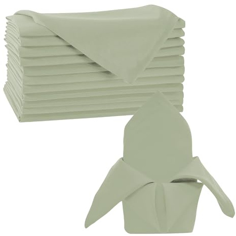 Trimming Shop 50 cm salviagrön polyester bordsservetter, 50 x 50 cm fyrkantig, återanvändbar, skrynkelbeständig tygservetter för middagar, evenemang, bröllop, restauranger och hotell, 50 st