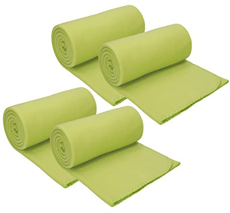 Betz Fleecedecke 4 Stück 130x170 cm 180g/m² – Weiche Wohndecke & Kuscheldecke – Flauschige Sofadecke als Tagesdecke – Leicht, wärmend & pflegeleicht – Farbe grasgrün