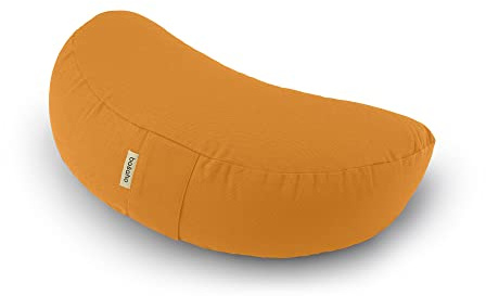 basaho WEDGE Zafu Meditation Cushion | Organic Cotton | Buckwheat Hulls | Removable Washable Cover (Mango)