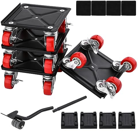 LESOLEIL Sollevatore Mobili Pesanti, Kit Rotelle per Spostare Mobili con 360 Gradi rotelle e freni per Spostare Mobili Pesanti, Frigorifero, Divano, Carico Fino a 800KG