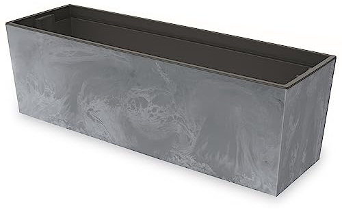 botle Blomlåda, Planteringslåda med praktisk användning, blomkruka, längd: 77 cm, balkonglåda på plast, betongstruktur, grå, färg, inom-/utomhusområden