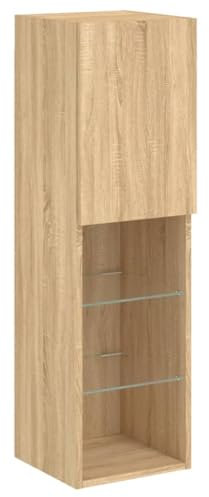 vidaXL TV Schrank, Fernsehschrank mit LED-Leuchten, Lowboard HiFi Schrank mit viel Stauraum, Wandmontage Fernsehtisch TV Möbel, Sonoma-Eiche