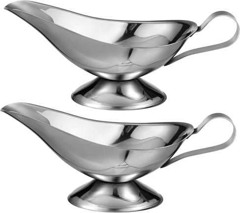 Sauciere 2 Stück 10 Oz Edelstahl Silber, Modern Elegantes Design