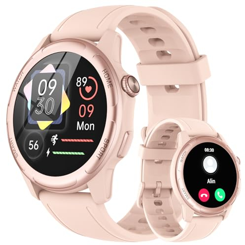 Gerpeng Smartwatch Damen mit Bluetooth-Anruffunktion, 1,32 Touchscreen Sportuhren, IP68 Wasserdicht Fitnessuhr, Schrittzähler, Herzfrequenzmesser, Schlafmonitor für Android iOS