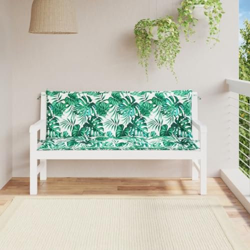 LAPOOH Gartenbank-Auflagen 2 STK. Blattmuster 150x50x7cm Oxford-Gewebe, Terrassenmöbel, Wetterfeste Bank, Outdoor Bank, Parkbank, Garten Banken, Deko Bank, Gartenmöbel - 379077