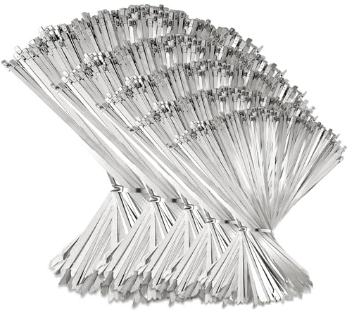 LEIFIDE 500 bridas de metal de acero inoxidable 304, resistentes, autobloqueantes, resistencia a la tracción, 220 libras, adecuadas para envolver escapes, vallas, toldos de taller al aire libre