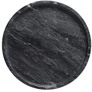 MUSISALY Assiette à Bijoux En Marbre Naturel 20 Cm Noir│plateau à Dessert Et Fruits Secs│matériau Marbre│facile à Nettoyer│usage Maison Et Fêtes│plateau De Rangement Pour Collations