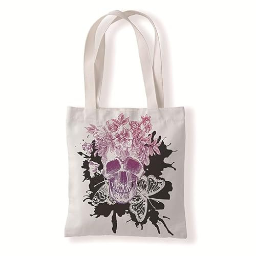 Homeyang Jutebeutel Schmetterling Schwarz Pink Stoffbeutel Canvas Wiederverwendbare Beuteltasche Damen Kinder Büchertasche Einkaufsbeutel mit Henkeln Stofftasche Waschbar Tote Bag 33x37 cm