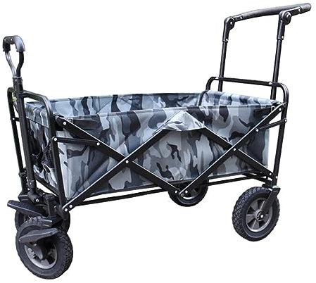 Chariot de jardin pliable avec chariot robuste et portable avec 4 roues - Chariot utilitaire d'extérieur pliable pour le shopping et le jardinage