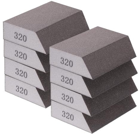 sourcing map 8pcs Sanding Sponge Blocks 320# (1500 Grit) Sanding Sponge with Angled Edge 4x2.8x1, Washable and Reusable Foam Sanding Block for Polishing Kitchen Metal Wood Drywall Home