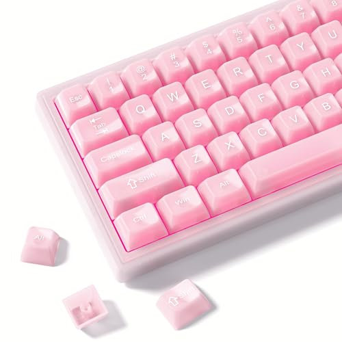 Womier Keyboard Keycaps Clear, Pink Keycaps 60 65 75 100 Percent, Transparent Jelly Cute Custom Key Cap Set for Cherry MX, Kailh, Outemu, Gateron Mechanical Keyboards(MDA Profile)