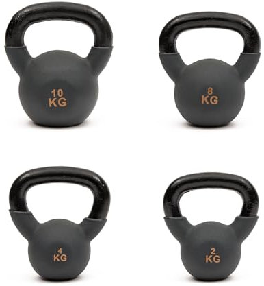 Worqout Kettlebell (4 kg) – Robuster Gusseisen-Kettlebell mit Neoprenbeschichtung, farbcodiert