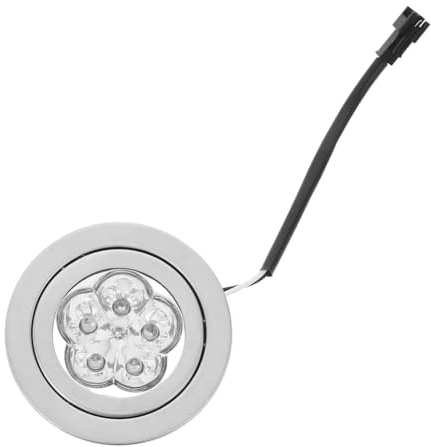 Hemobllo Bombilla LED de 12 V para Campana Extractora Redonda de 1, 5 W | Plata, Vidrio y Abs, para Cocina y Zona de Cocción, Instalación Sencilla, Luz Fría