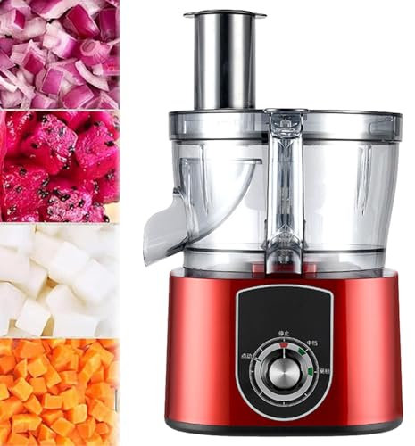 Licuadora de frutas y verduras para cocina, picadora eléctrica de alimentos, 600 W, recipiente de vidrio, procesador de alimentos y licuadora, picadora eléctrica de verduras para cocina, color rojo