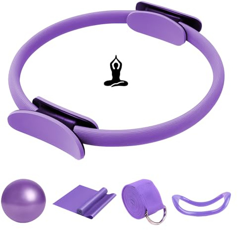 COONE Kit Pilates Maison, Anneaux De Pilates, Better Me Pilates Kit, Comprend l'anneau De Pilates Le Ballon De Yoga La Sangle D'assistance De Yoga l'anneau De Yoga pour Les Jambes