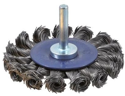 Cepillos circulares de alambre trenzado - Vástago 6mm, ideales para limpiar, desbarbar y preparar superficies en trabajos de metal y madera.