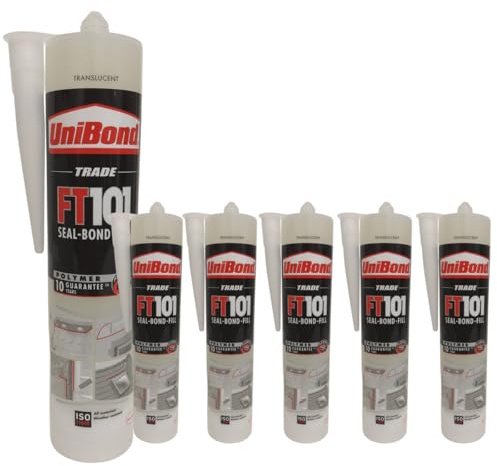 Colle de montage polymère blanche, recouvrable, flexible et pour bois, parquet, plinthes et murs - Pour coller, sceller et remplir (6 x 280 ml)