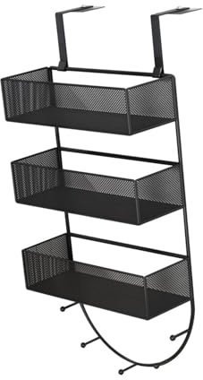Estante organizador de nevera, contenedores laterales para utensilios de cocina, estante de almacenamiento con ganchos para baño, hogar, oficina, armarios, 36 x 15 x 67 cm