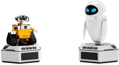 Robosen Set de Mini Robots Wall·E y Eve – Robots Inteligentes Disney Pixar con Voz, Luces y Movimiento | Figuras Programables con Base Inteligente y Batería Recargable