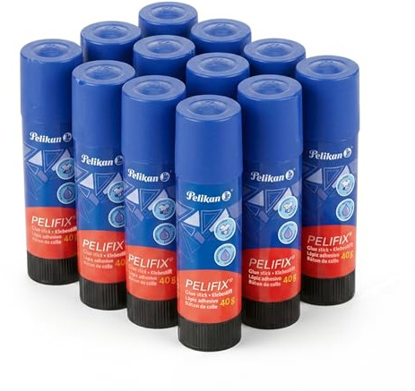 Pelifix Klebestift 40g, 12 Stück – kinderfreundlicher für Schule & Basteln | Pelikan Pelifix Klebestift 12 x 40g