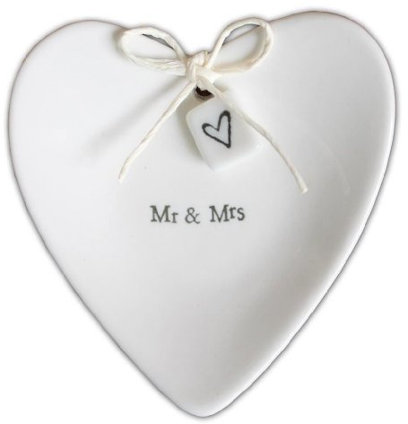 Lau&Home East of India Mr and Mrs Porcelain Ring Dish with Gift box for Wedding/Gift