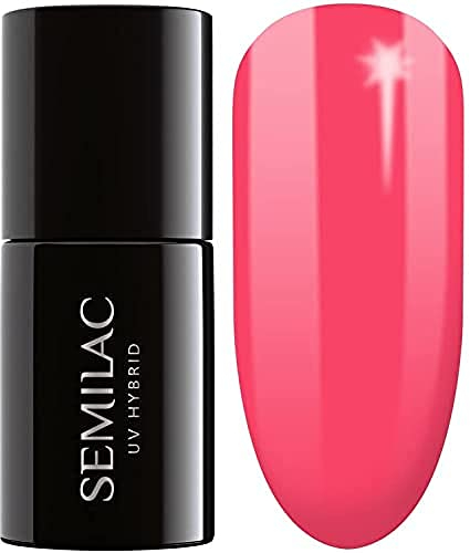 SEMILAC Gel Nail Polish 043 Electric Pink - Full Coverage Gel Polish - Soak Off Easy To Use LED/UV Nail Lamp - Long Lasting Manicure and Pedicure up to 3 weeks