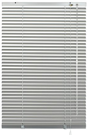 Deco Company Alu-Jalousie ohne Bohren, Zum Klemmen, Inkl. Klemmträgern, Sichtschutz, Lichtschutz, Blendschutz, Aluminium-Jalousie, Silber, 65 x 130 cm