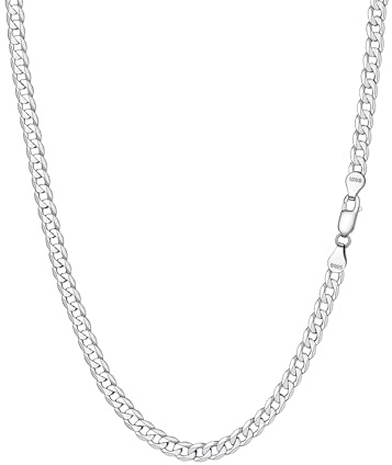 PROSILVER Herren personalisiert Halskette 925 Sterling Silber Kette Minimalist Panzerkette Gliederkette Schmuck für Frauen Männer 2,8mm/5mm breit Kettelänge 46cm/51cm/55cm/61cm/66cm/71cm