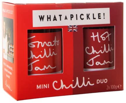 What A Pickle Mini Chilli Jam Duo - Includes: 2 x 100g Jars: Tomato Chilli Jam and Hot Chilli Jam - Vegetarian - Vegan - Gluten Free