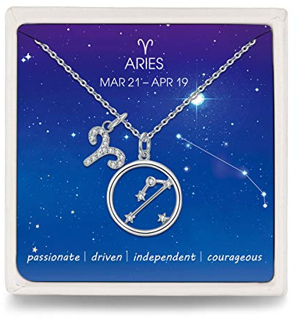 Qings Collana Segno Zodiacale Ariete Donna 925 Argento Costellazione Oroscopo Collana Ciondolo Astrologia Zirconia Cubici Collane