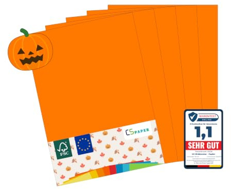 MADE IN EU 50 Blatt farbiges Papier ORANGE A4 80 g/m² CS Paper - Druckerpapier, Kopierpapier, Universalpapier zum Drucken, Basteln & Falten im Format DIN A4. Papier für den Heim- & Bürobedarf