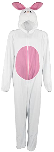 Foxxeo Hasenkostüm Erwachsene – Tierkostüm mit Kapuze & Schwanz – Unisex Jumpsuit Verkleidung – Perfekt für Fasching, Karneval, Halloween & Mottoparty, Größe:XXL