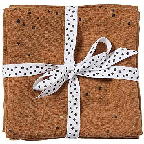 Done by deer Swaddle Set Dreamy Dots allover Print 120 x 120 cm mustard/braun